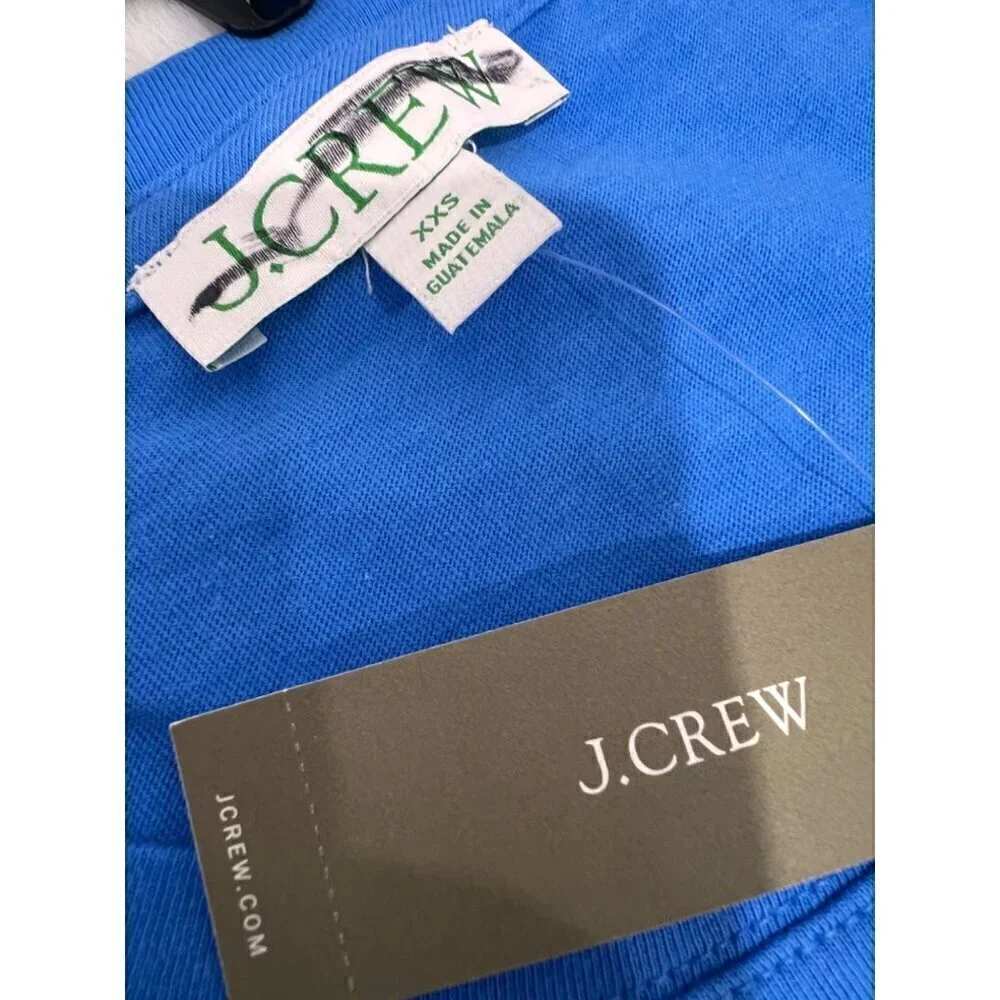 New J. Crew Size XXS Knit broken-in jersey tiered mini dress Blue *Stain*